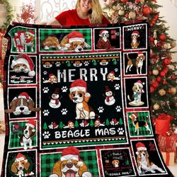 Merry Beagle Mas Quilt Blanket Great Customized Blanket Gifts For Birthday Christmas Thanksgiving and Home Decor