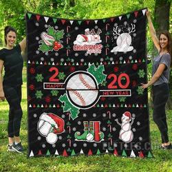 Merry Christmas Baseball Clm1510093 Quilt Blanket and Home Decor