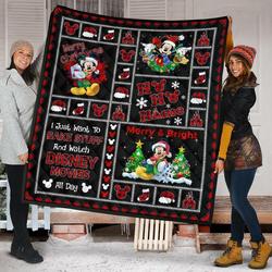 Merry Christmas Mickey Xmas Gift Disney Fan Quilt and Home Decor