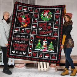 Merry Christmas Minnie Xmas Disney Fan Quilt and Home Decor