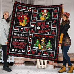 Merry Christmas Pluto Xmas Gift Disney Fan Quilt and Home Decor