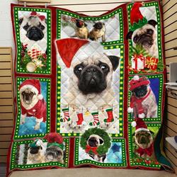Merry Christmas Pug Quilt Ihv and Home Decor