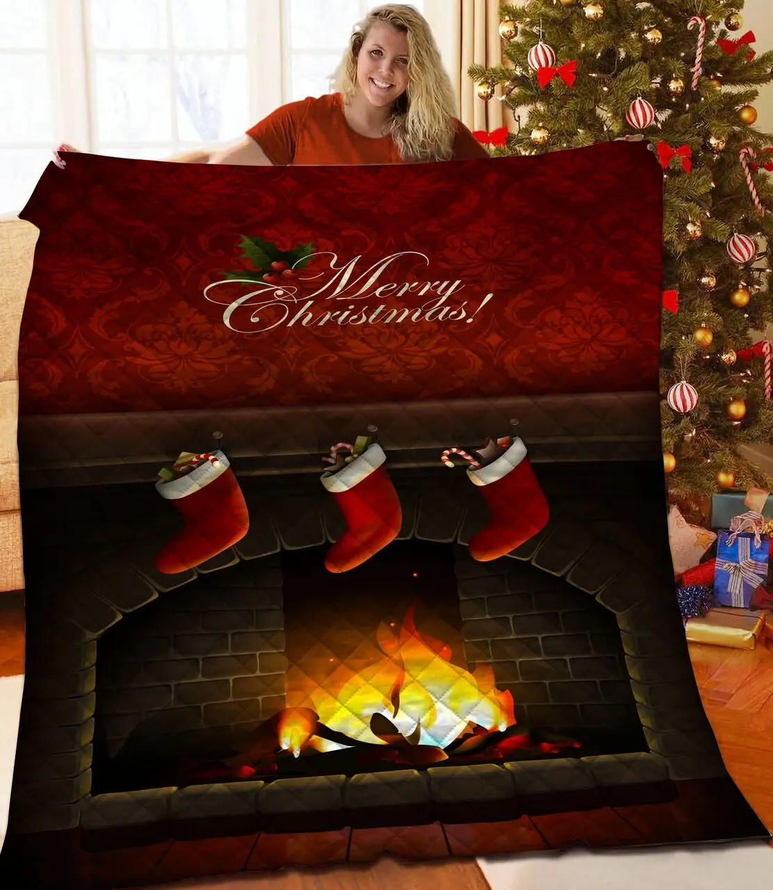 Merry Christmas Quilt Bau and Home Decor