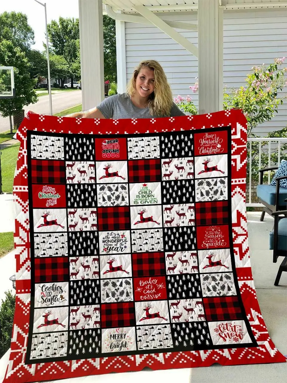 Merry Christmas Theme Dear Santa Define Good Quilt Blanket Great Customized Blanket Gifts For Birthday Christmas Thanksgiving and Home Decor
