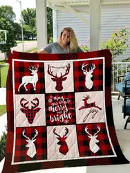 Merry Christmas Theme May Your Days Be Merry And Bright Quilt Blanket Great Customized Blanket Gifts For Birthday Christmas Thanksgiving and Home Decor