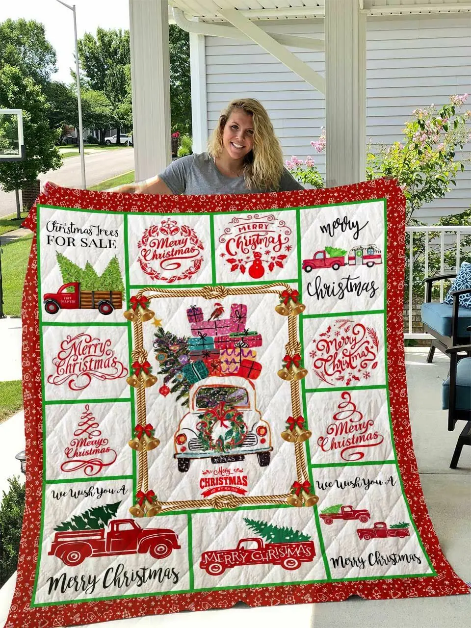 Merry Christmas Theme We Wish You A Merry Christmas Quilt Blanket Great Customized Blanket Gifts For Birthday Christmas Thanksgiving and Home Decor