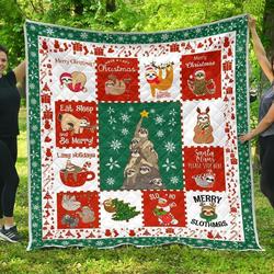 Merry Slothmas Xmas Gift For Sloth Lover Quilt and Home Decor