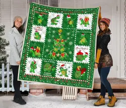 Merry Xmas Turtle Funny Xmas Gift Turtle Lover Quilt and Home Decor