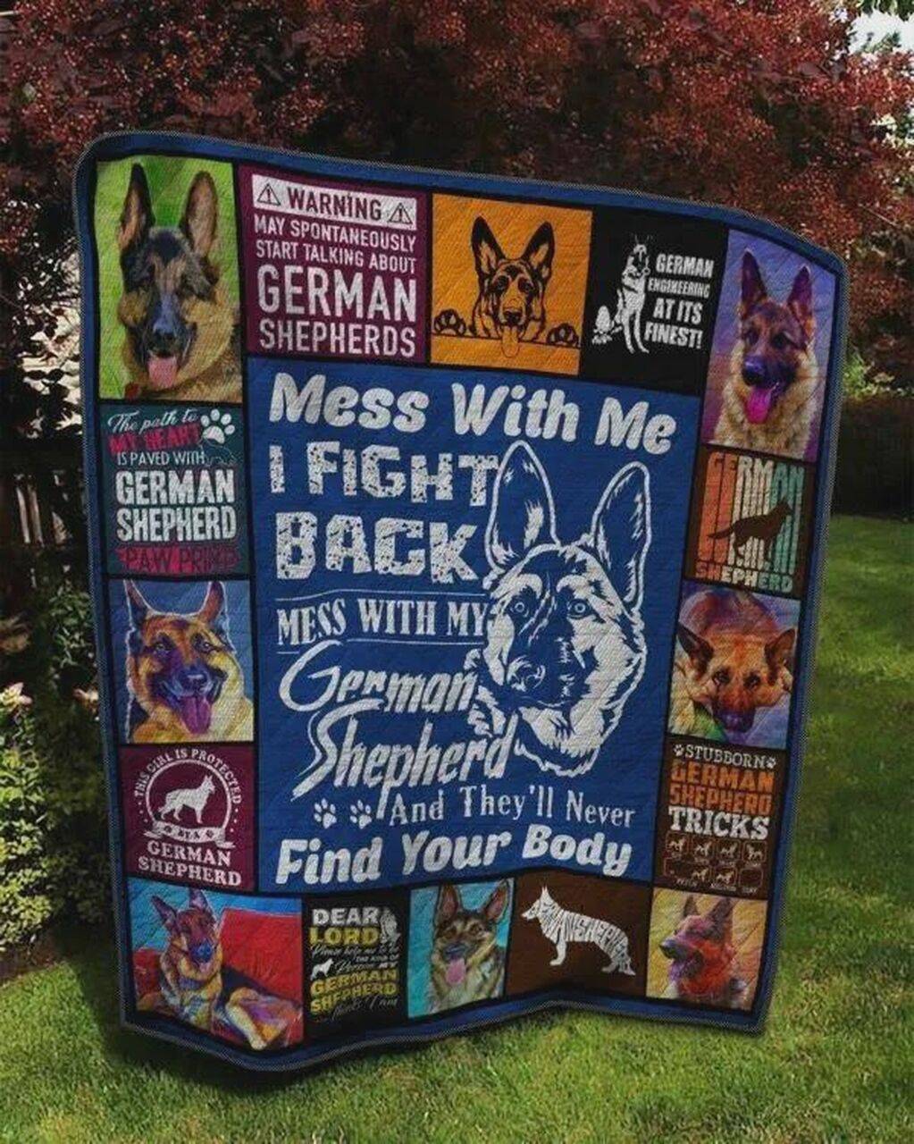 Mess With Me I Fight Back Mess With My German Shepherd Dog Quilt Blanket Great Customized Blanket Gifts For Birthday Christmas Thanksgiving and Home Decor