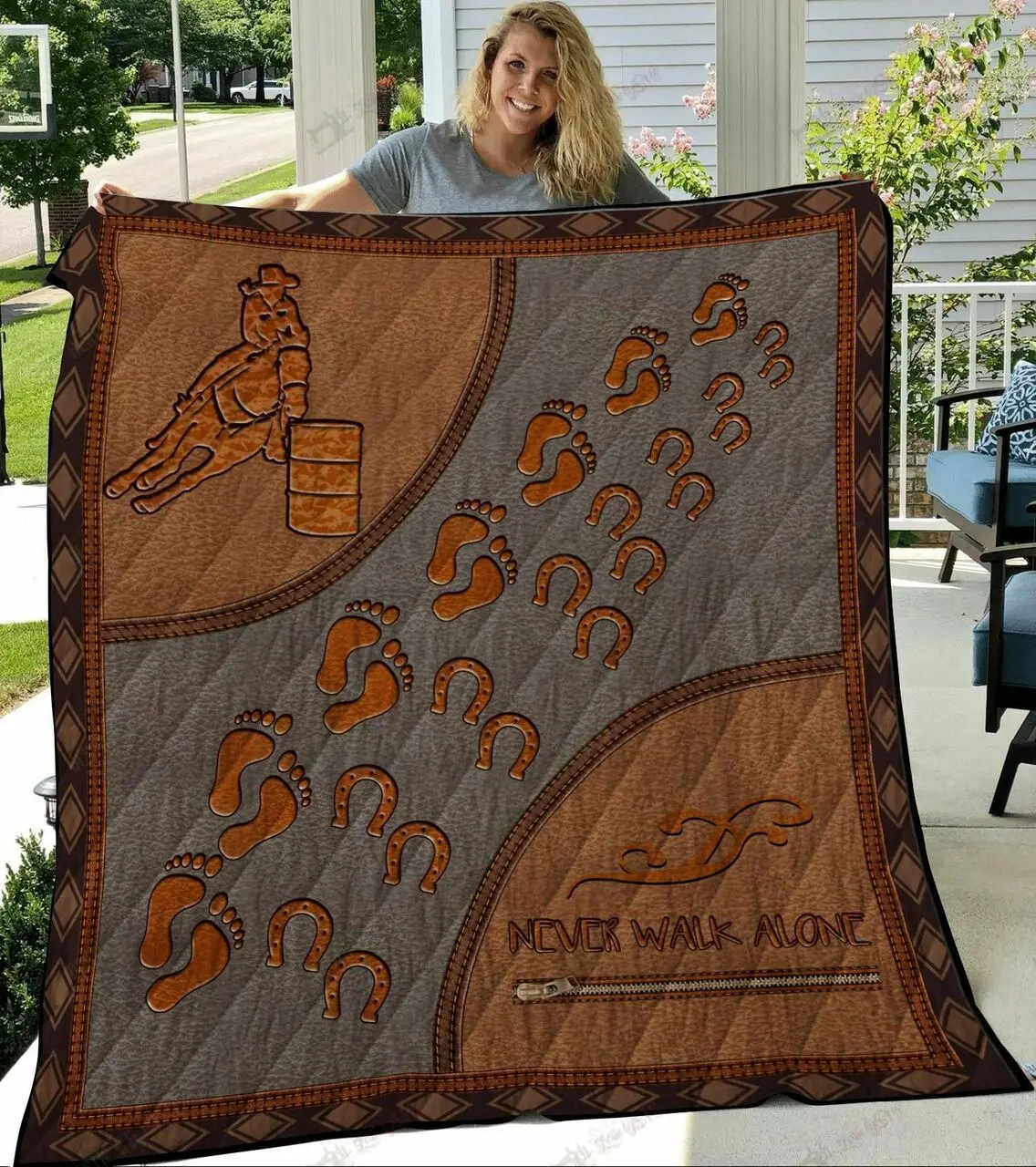 MHE21010701-MHQ21010701 Barrel Racing Never Walk Alone Quilt Bed Set & Quilt Blanket and Home Decor