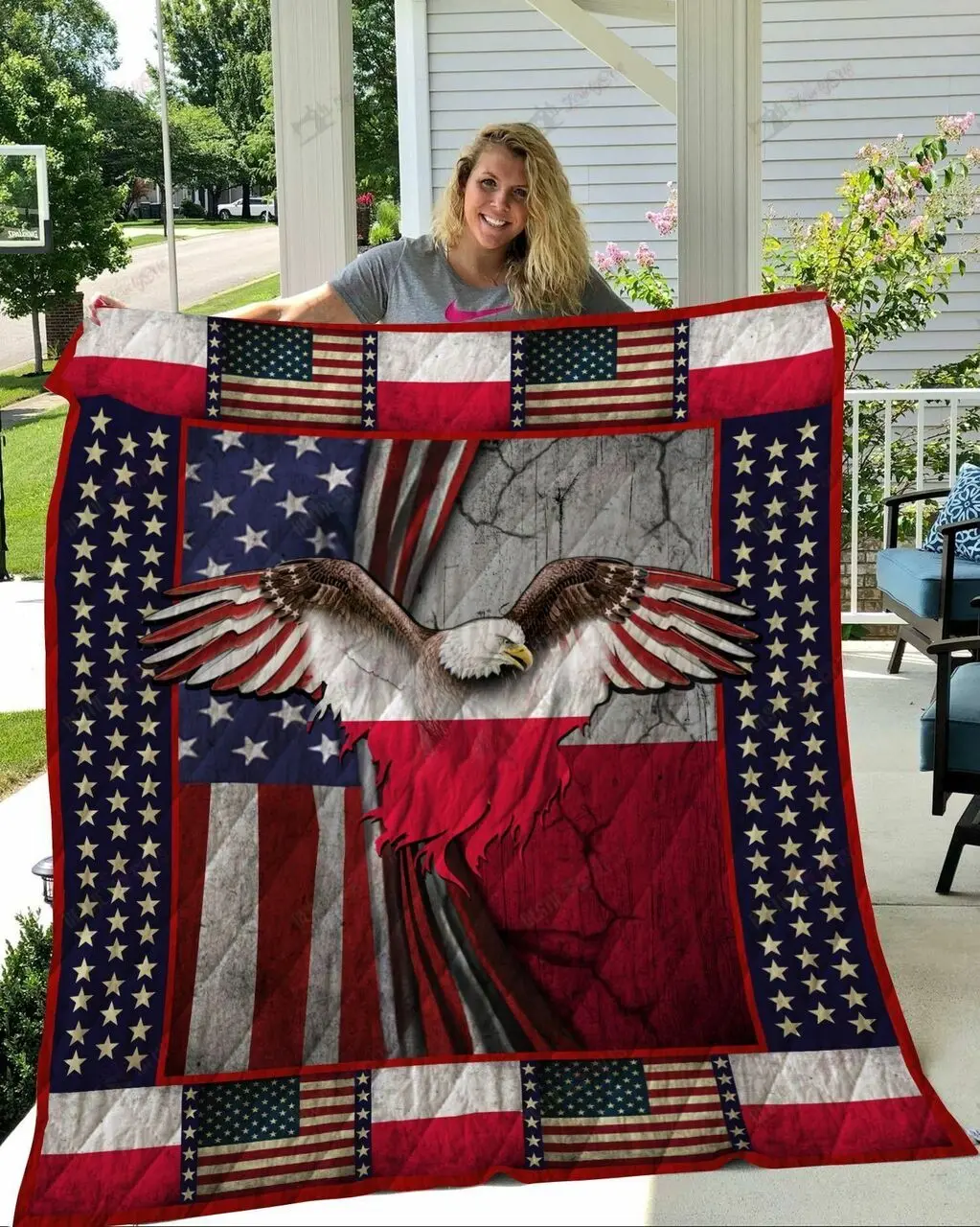 MHQNUOC101 America - Poland Quilt Blanket and Home Decor