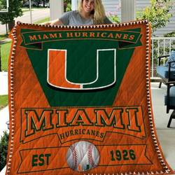 Miami Hurricanes Football Quilt Blanket Fan Made and Home Decor