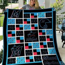 Miami Marlins Blanket Th2906 Quilt and Home Decor