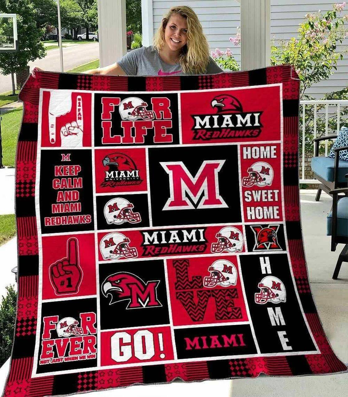 Miami Redhawks Blanket Th0107 Quilt and Home Decor