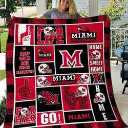 Miami Redhawks Blanket Th0107 Quilt and Home Decor