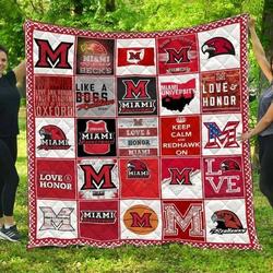 Miami Redhawks Quilt Blanket and Home Decor