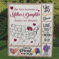 Michigan Wisconsin I Am So Proud Of You The Love Between Mother And Daughter Knows No Distance Quilt Blanket Great Customized Blanket Gifts For Birthday Christmas Thanksgiving, MotherS Day and Home Decor