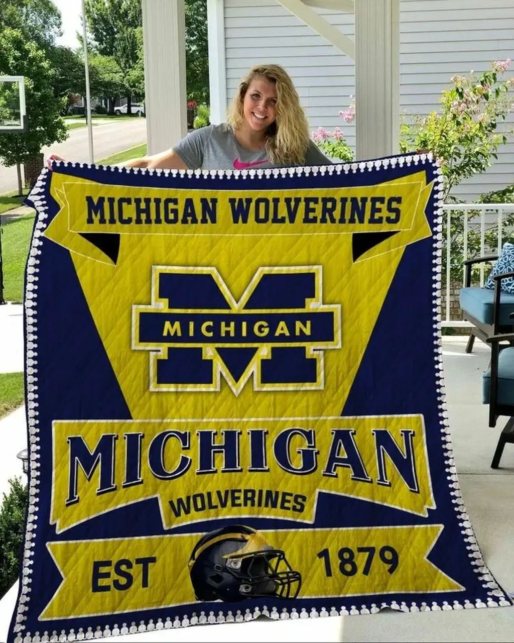 Michigan Wolverines Est 1879 Quilt Blanket Bs254 and Home Decor