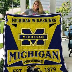 Michigan Wolverines Est 1879 Quilt Blanket Bs254 and Home Decor