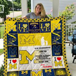Michigan Wolverines - To My Granddauther - Love Grandmom Quilt and Home Decor