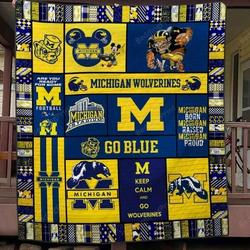 Michigan Wolverines Ver1 Quilt Blanket Fan Made and Home Decor