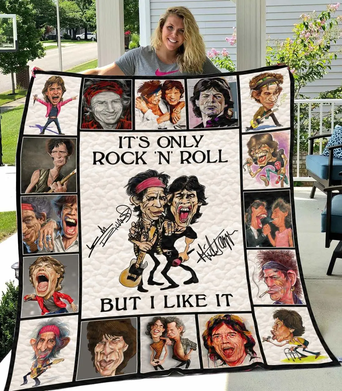 Mick Jagger And Keith Richards Quilt-Blanket and Home Decor