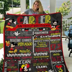 Mickey Baby Kid Birthday Customized Customize Quilt Blanket and Home Decor