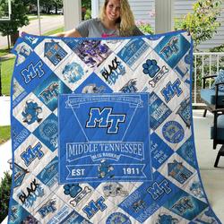 Middle Tennessee Blue Raiders Quilt Blanket and Home Decor