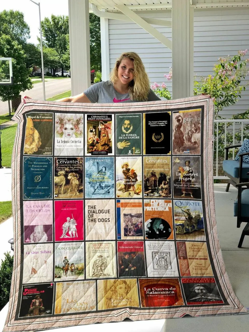 Miguel De Cervantes Books Quilt Blanket and Home Decor