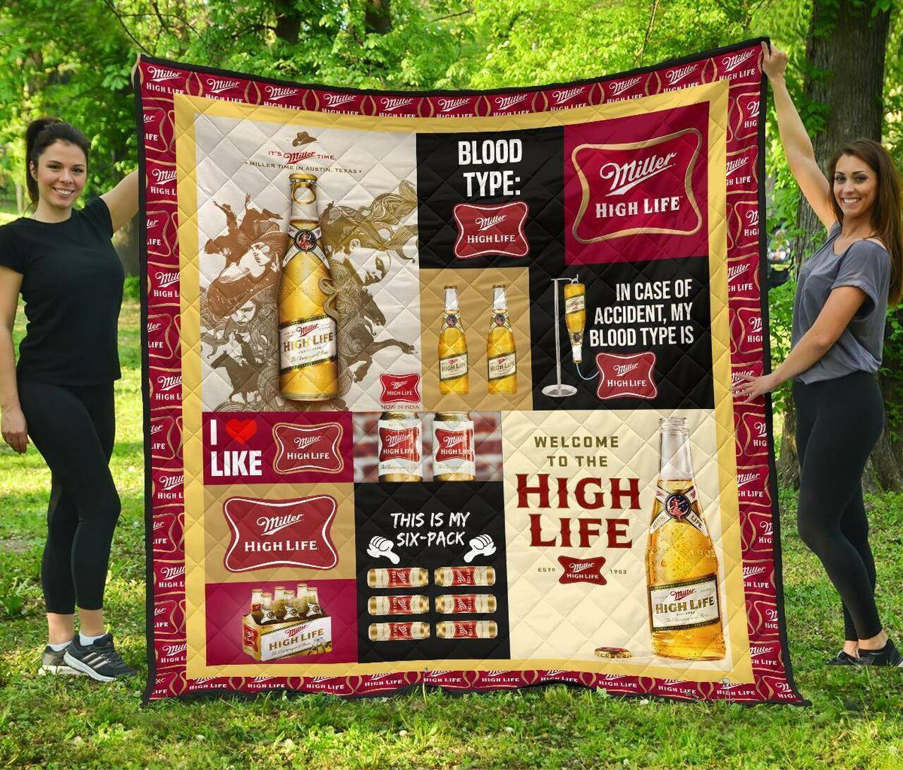 Miller High Life Funny Gift For Beer Lover Quilt and Home Decor