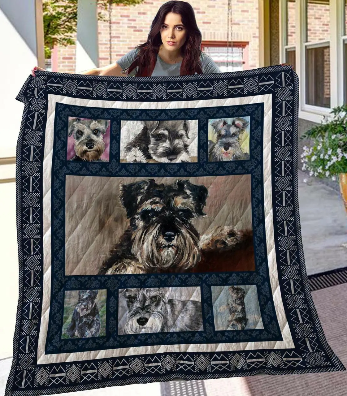 Miniature Schnauzer Cl08110298Mdq Quilt Blanket and Home Decor
