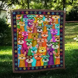 Miniature Schnauzer Multi Dog Colorful Cl09100122Mdq Quilt Blanket and Home Decor