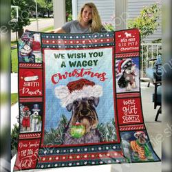 Miniature Schnauzer Waggy Christmas Quilt Dzx and Home Decor