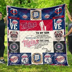 Minnesota Twins Family  To My Son Quilt Blanket and Home Decor
