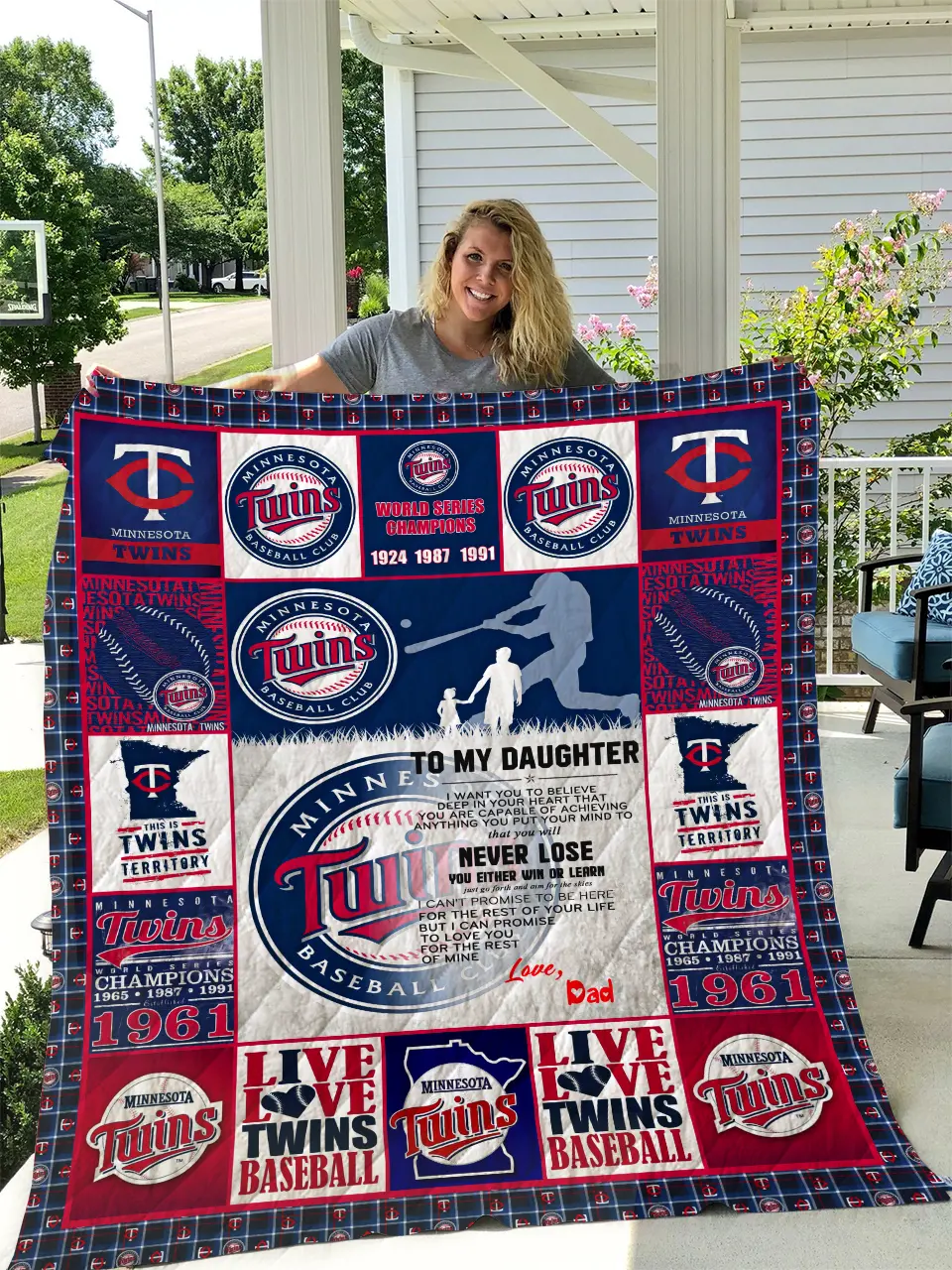 Minnesota Twins To My Daughter Love Dad Quilt and Home Decor