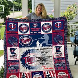 Minnesota Twins  To My Granddaughter  Love Grandmom Quilt Blanket and Home Decor