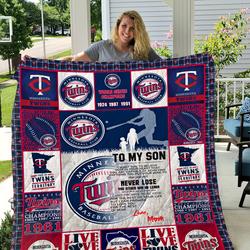 Minnesota Twins - To My Son - Love Mom Quilt and Home Decor