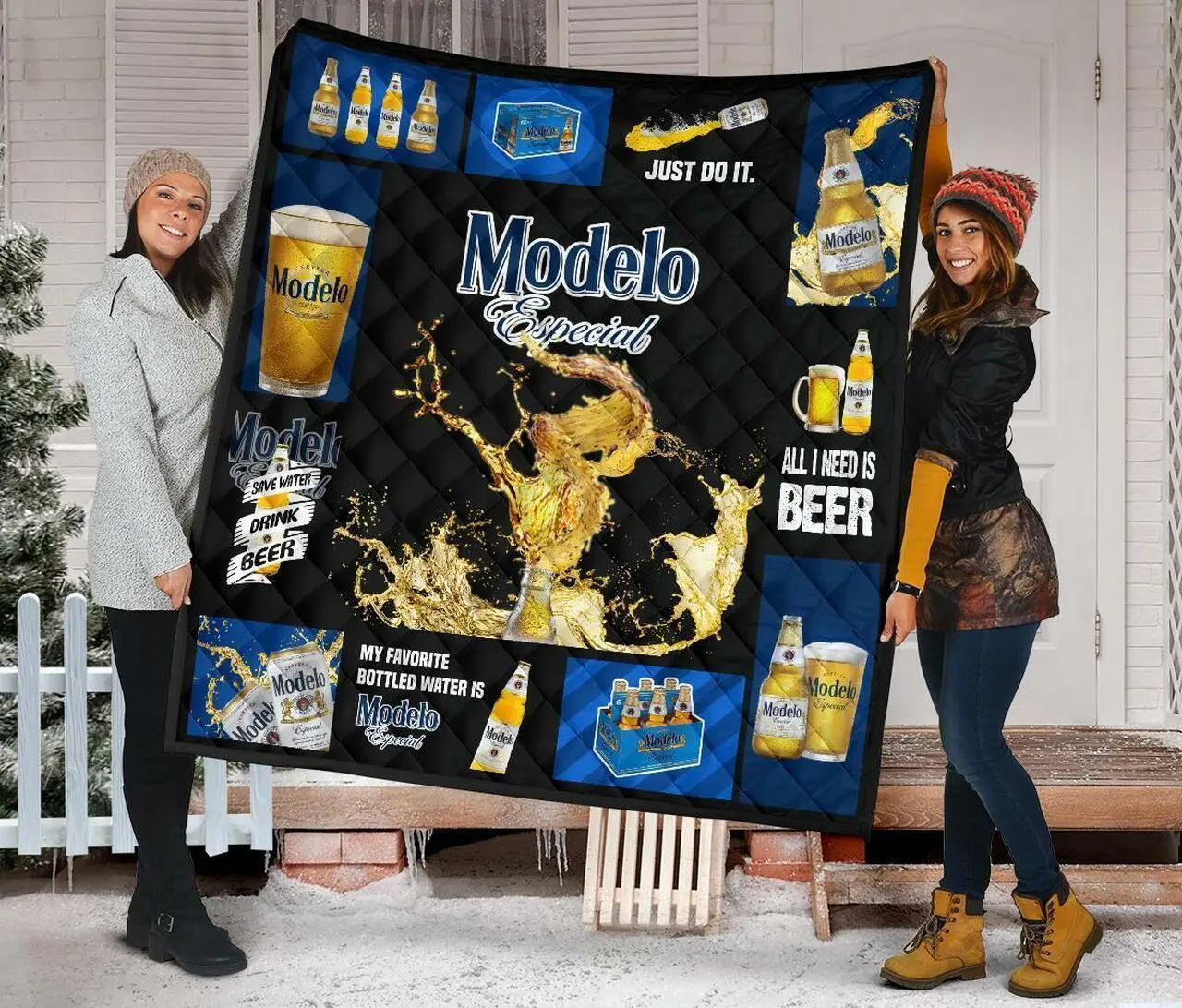 Modelo Especial All I Need Is Beer Gift Idea Quilt and Home Decor