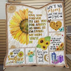 Mom I Love You To The Moon And Back Quilt Blanket Great Customized Blanket Gifts For Birthday Christmas Thanksgiving and Home Decor