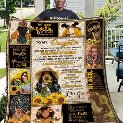 Mom To My Daughter Sunflower Black Woman Quilt and Home Decor