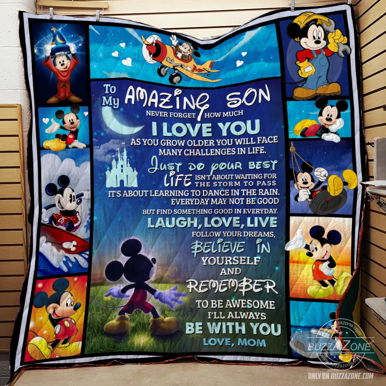 Mom To Son Learning To Dance In The Rain Mickey Bt Quilt and Home Decor