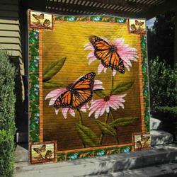 Monarch And Flower Quilt Blanket Ylh5  Quilt and Home Decor