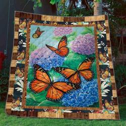 Monarch Butterflies Garden Quilt Blanket Yct8  Quilt and Home Decor