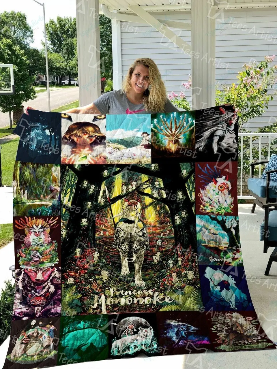 Mononoke Hime Quilt Blanket 0545 and Home Decor