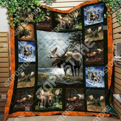 Moose Art Collection 3D Personalized Customized Quilt Blanket 1327 and Home Decor