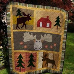 Moose Nx170511 Quilt Blanket and Home Decor
