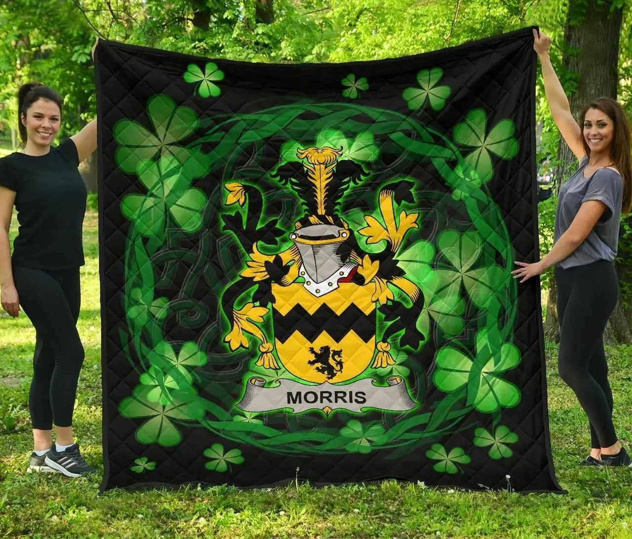 Morris Ireland Irish Celtic Shamrock Knot Circle JFJ10092 3D Customized Quilt 2707 and Home Decor