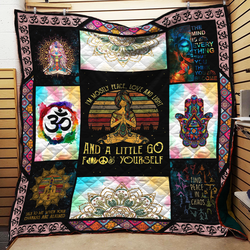 Mostly Peace Love And Light Yoga Quilt Blanket  Quilt and Home Decor