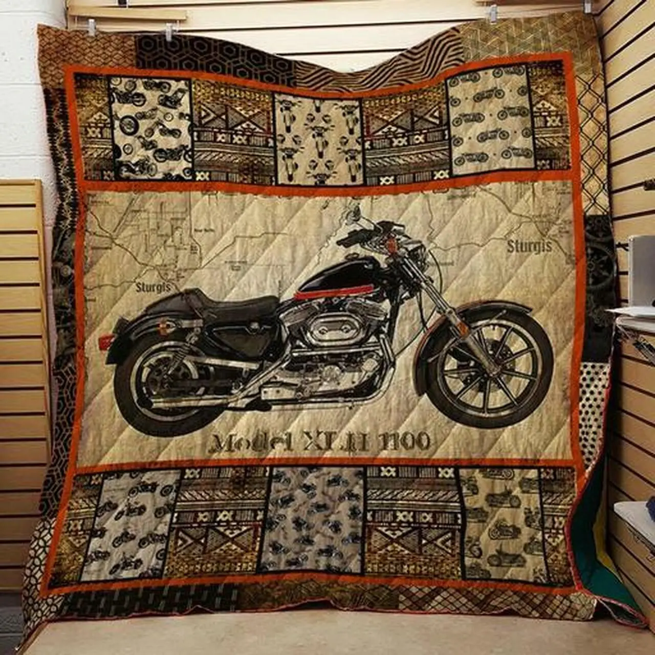 Motocycles Washable Handmade Quilt 2611-06 and Home Decor