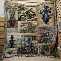 Motorcycle Alone In The Dust Quilt Blanket Great Customized Gifts For Birthday Christmas Thanksgiving Perfect Gifts For Motorcycle Lover and Home Decor